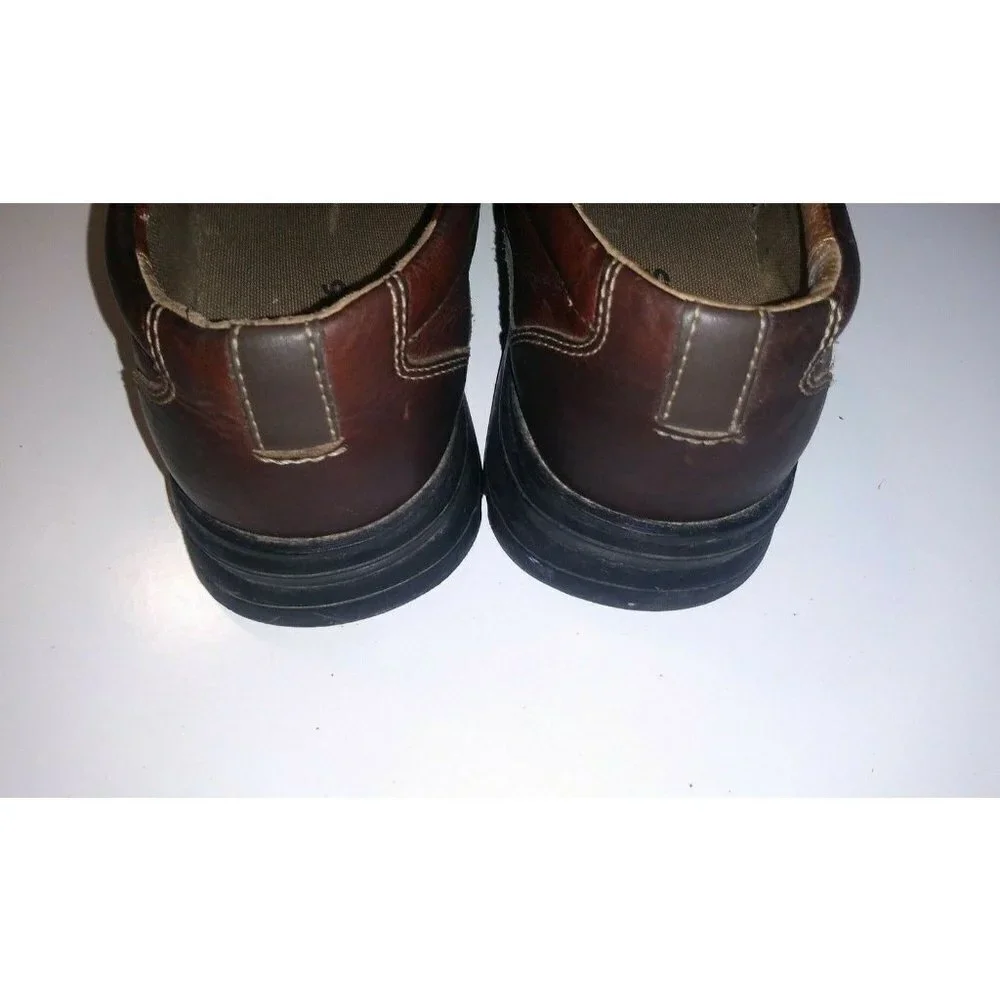 CLARKS LOAFERS mens 10M Leather Brown COTRELL Round Toe Slip On Shoes 78538 EUC
